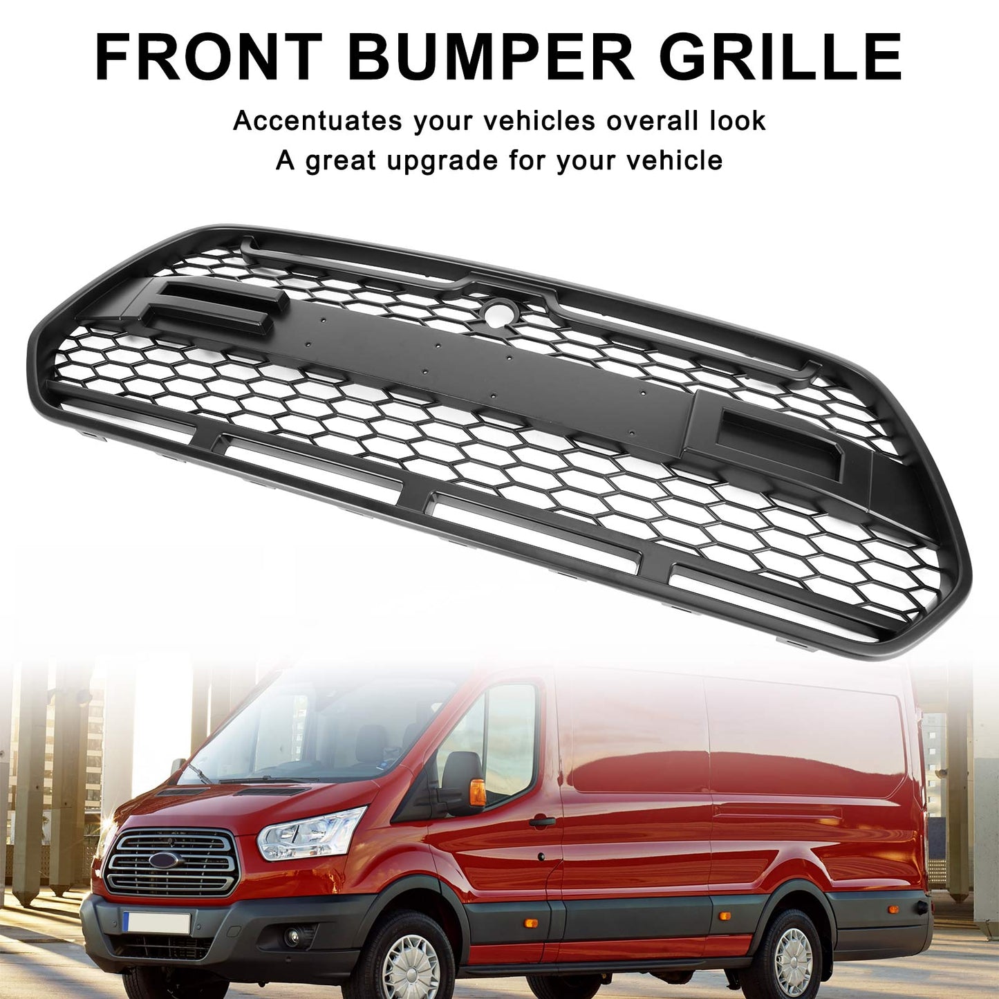 Matt Black Front Bumper Grille Grill Fit Ford Transit MK8 2015-2018 Raptor