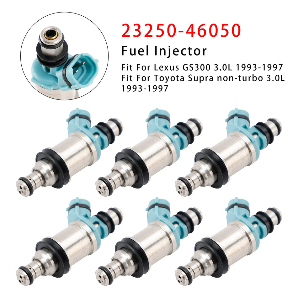 6 Stück Einspritzdüsen für Lexus GS300 und Toyota Supra, 3,0 l, ohne Turbo, Baujahre 1993–1997, Teilenummer 23250-46050