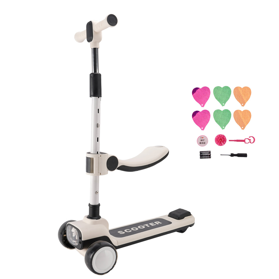 2-in-1 Kinderroller, faltbarer Sitz, leicht, 3 Räder, verstellbare Klappstange, Schwarz