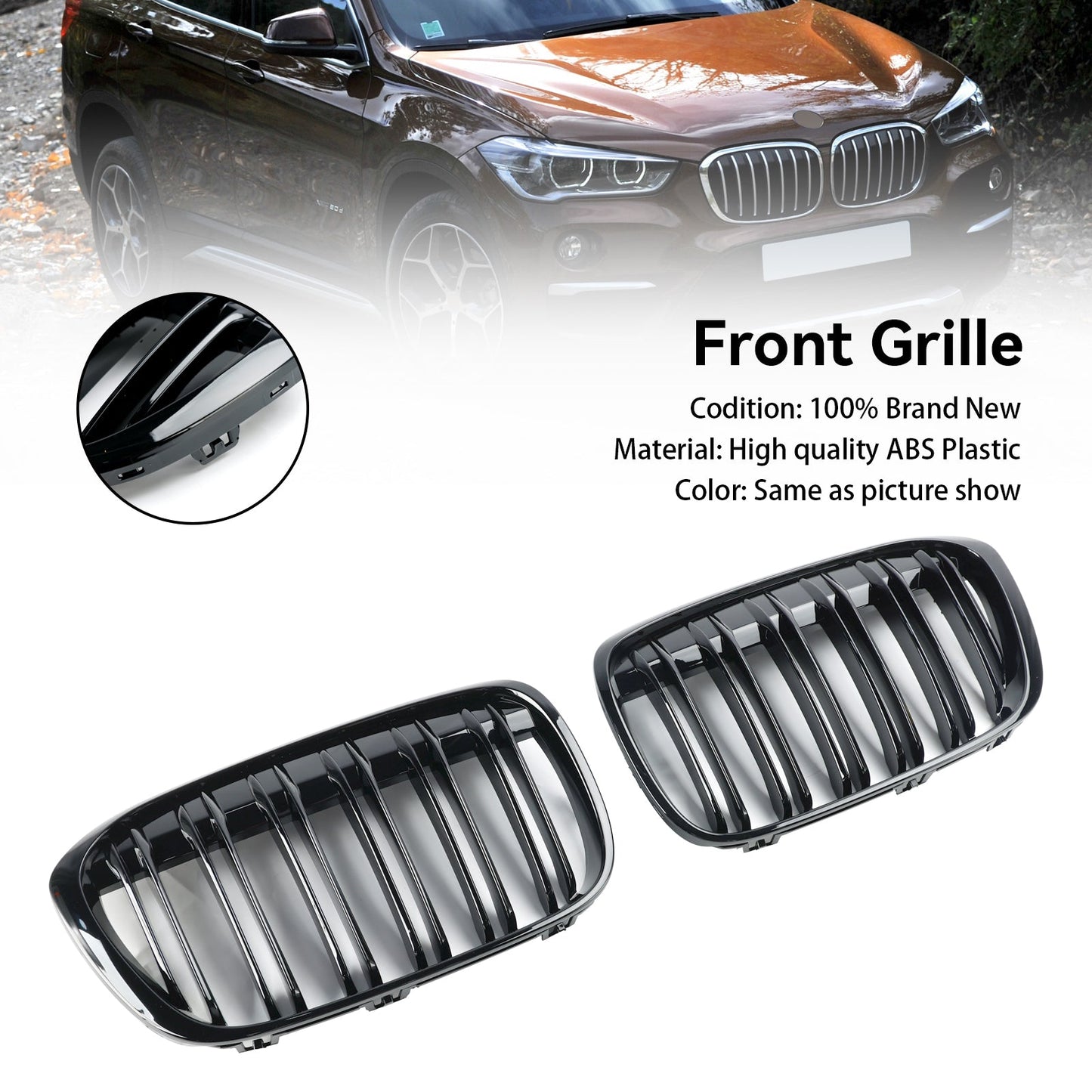 2016-2019 BMW X1 F48 F49 2ST glänzend schwarzer Frontnierengrill