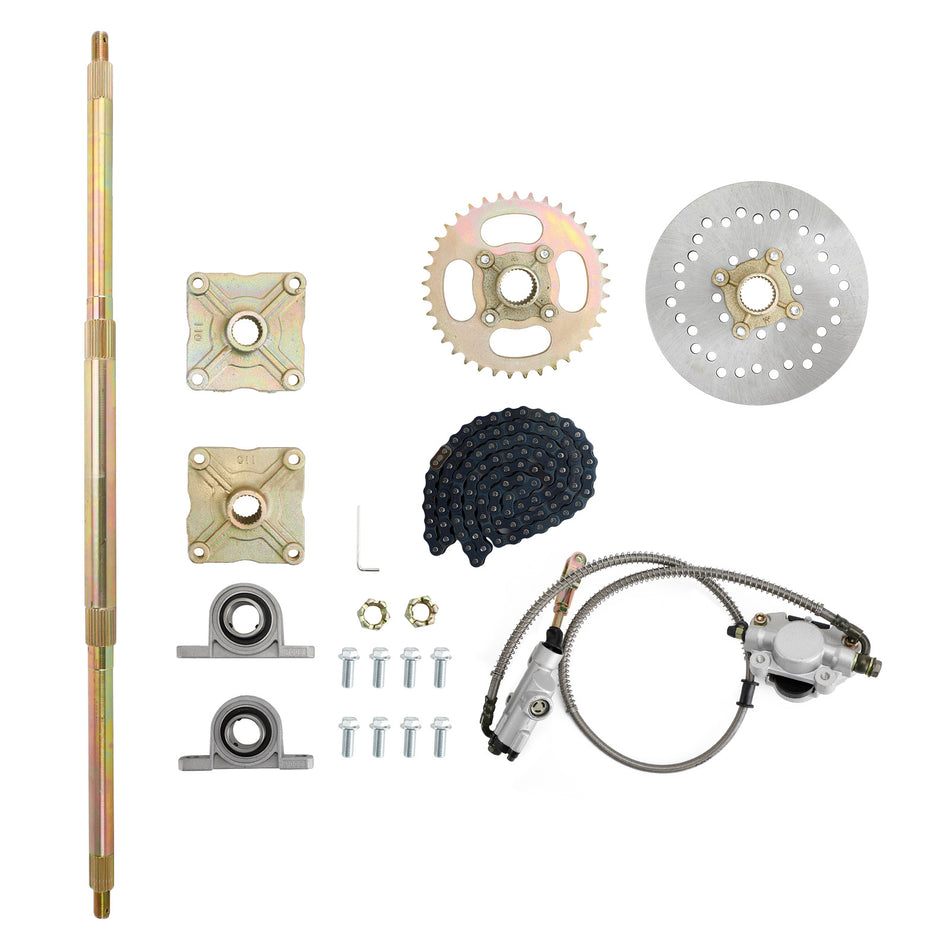 32 zoll ATV Quad Go Kart Hinterradachse Kit Ritzel Bremsrad Nabe Bremsbaugruppe