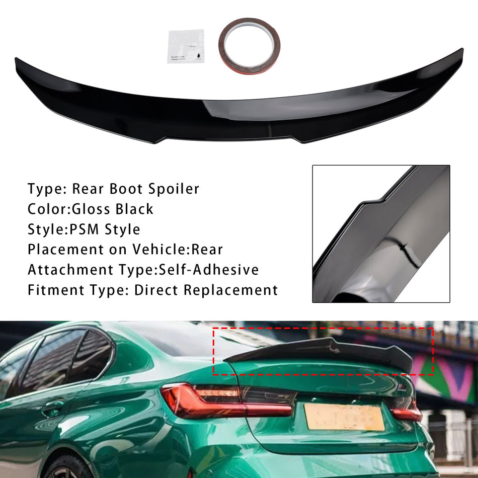 Glänzend Schwarz Hinten Boot Spoiler Für BMW 3 Serie G20 G80 19-25 PSM Stil