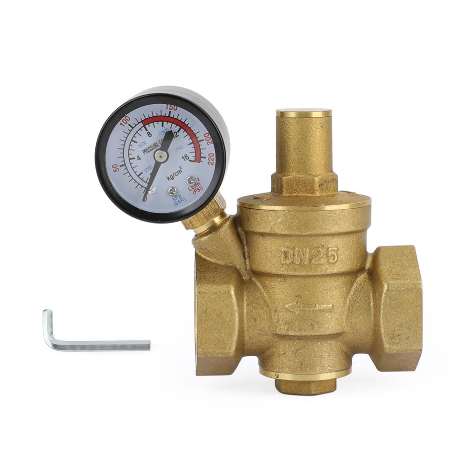 Druckminderer DN25 1" Wasser Messing Druckregler Reduzierventil Manometer
