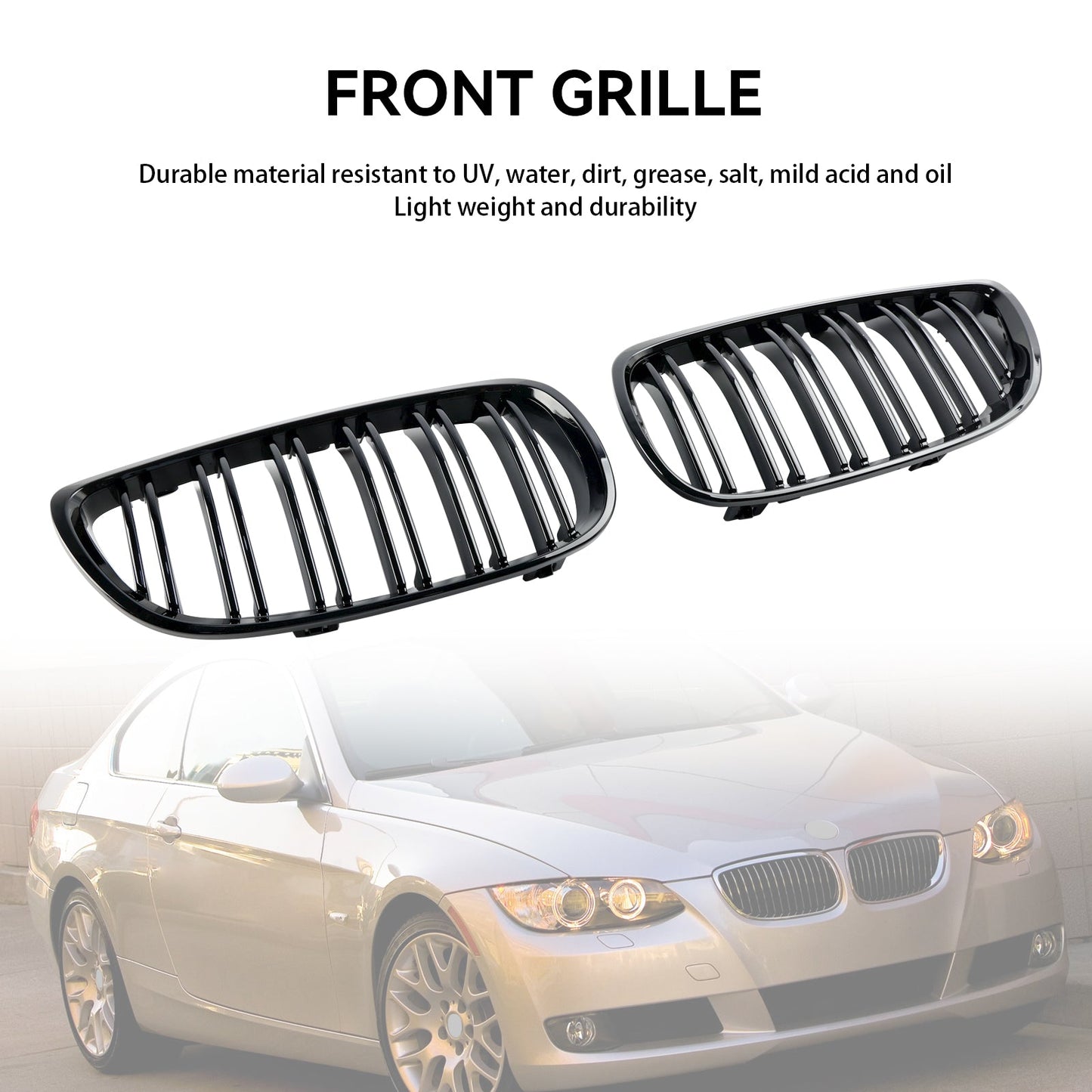 2008–2013 BMW 3er M3 (E92/E93) glänzend schwarzer Nierengrill vorn