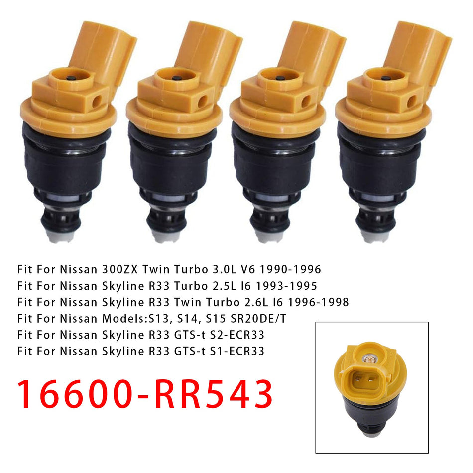 4 Stück Einspritzdüsen für Nissan Silvia SR20DET S13 14 15 Skyline R33 16600-RR543