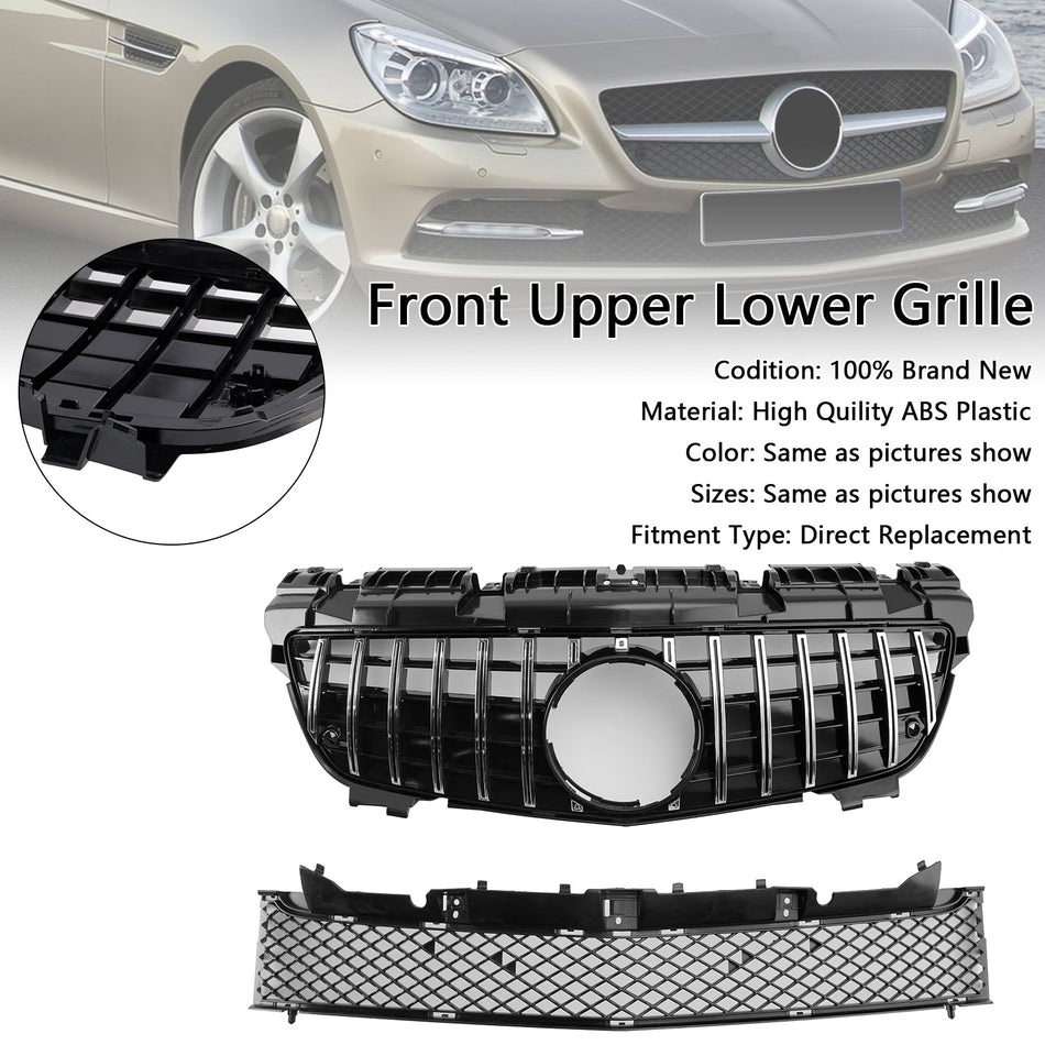 2011-2016 Mercedes-Benz SLK-Klasse R172 SLK55 Pre-Facelift Chrom Front Oberen Unteren Kühlergrill Fit Mercedes SLK-Klasse R172 SLK55