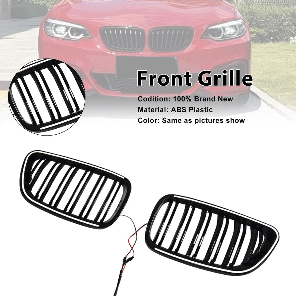 Frontgrill (Niere) passend für BMW 2er F22 F23 F24 (2014–2018), Schwarz glänzend