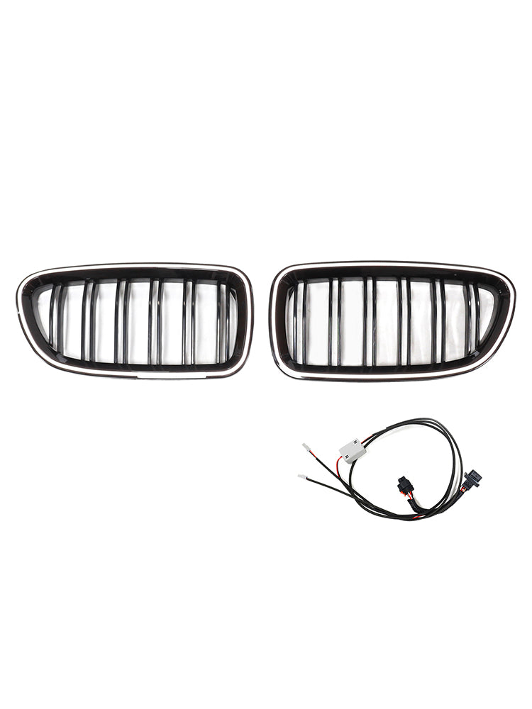 Nieren-Stoßstangengrill für BMW 5er F10 F11 2010–2016, schwarz glänzend, 51137203649, 51137203203