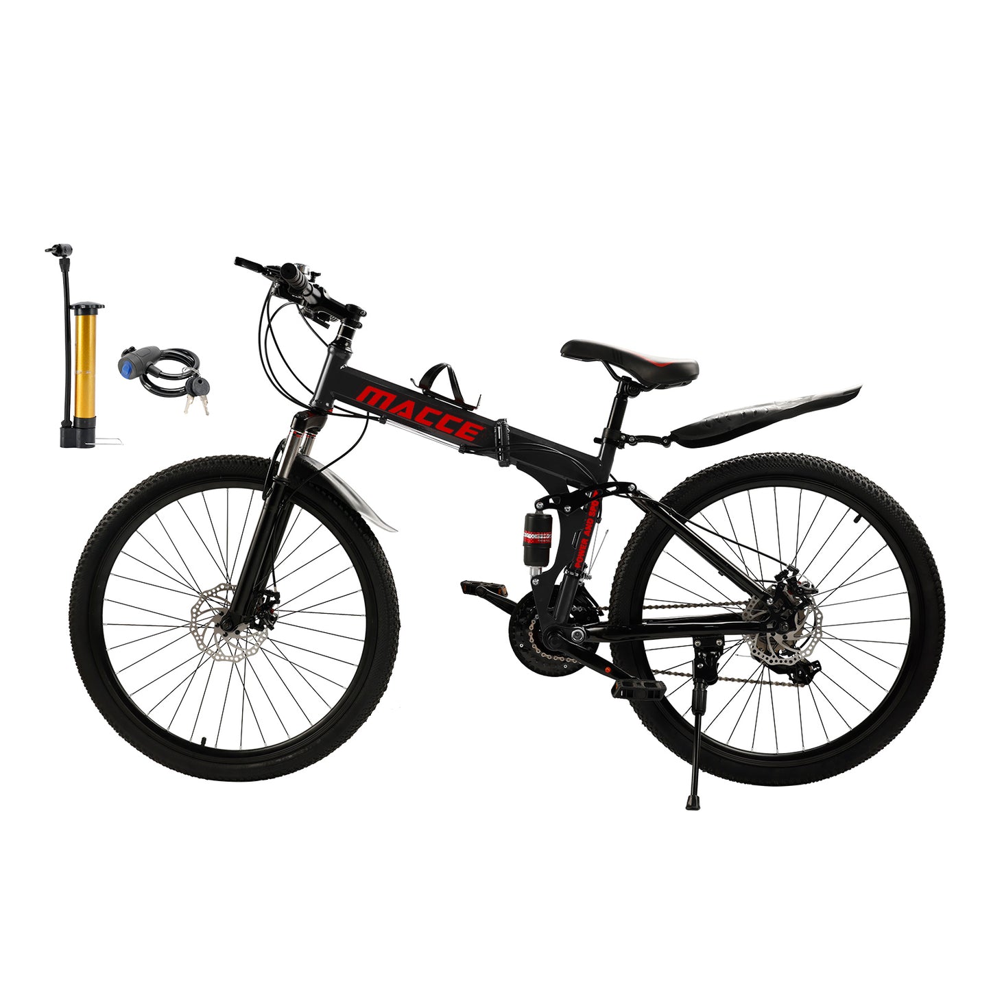 26" Räder 27 Gang Doppelscheibenbremse Klapp-Mountainbike MTB für Erwachsene Schwarz