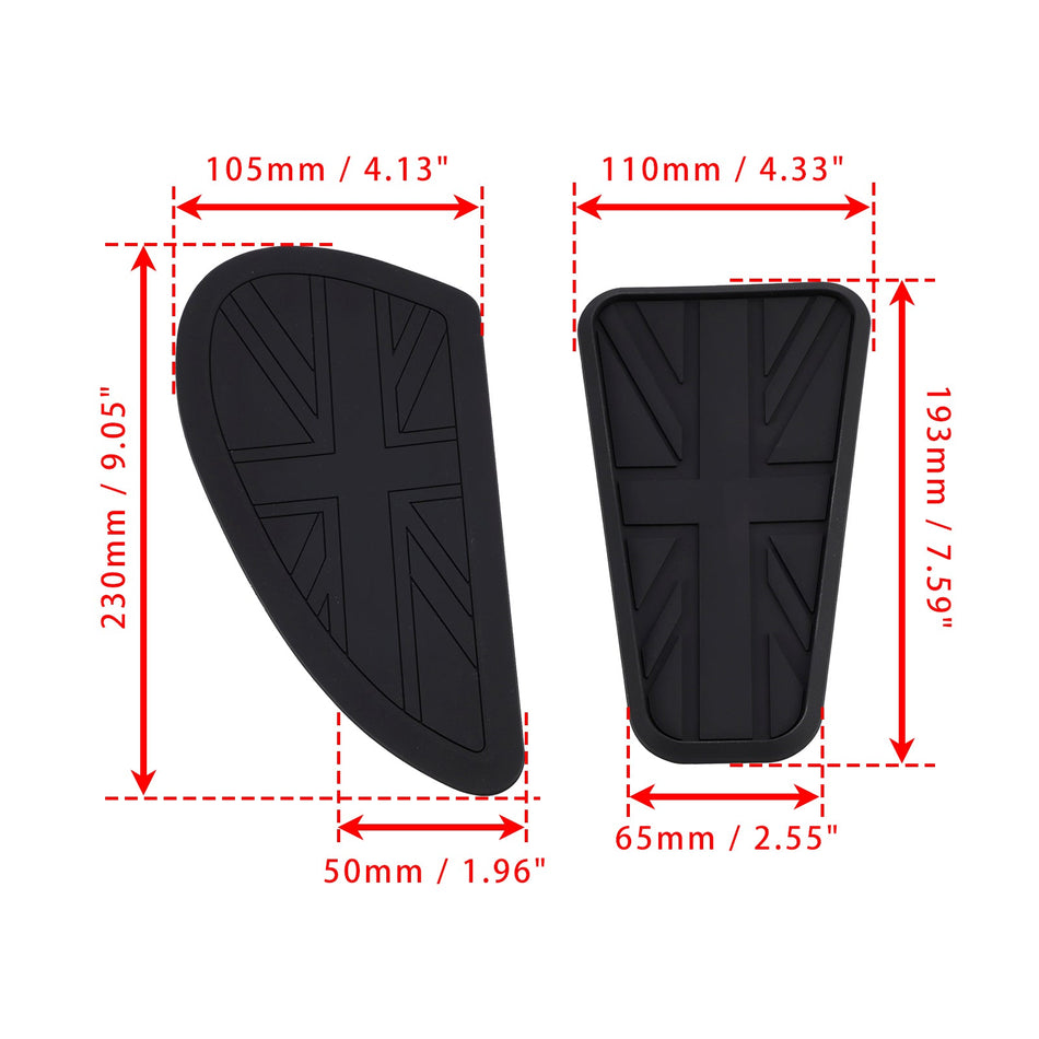 3x Kraftstoff Benzin Tank Benutzerdefinierte Knie Pads Union Jack Für Bonneville T100 T120 Bobber