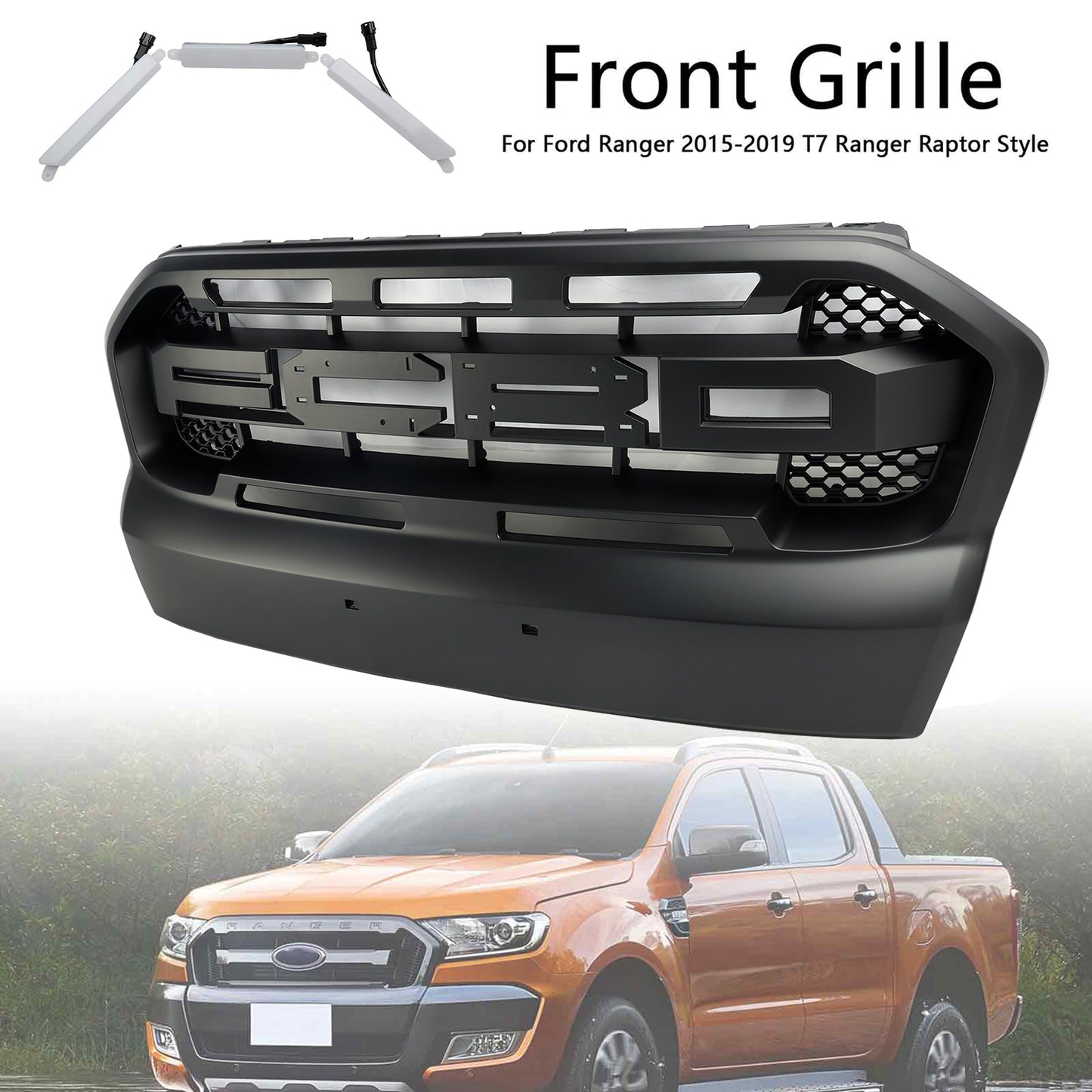 Raptor Style Front Bumper Grill Grille Für Ford Ranger 2015-2019 T7 W/LED