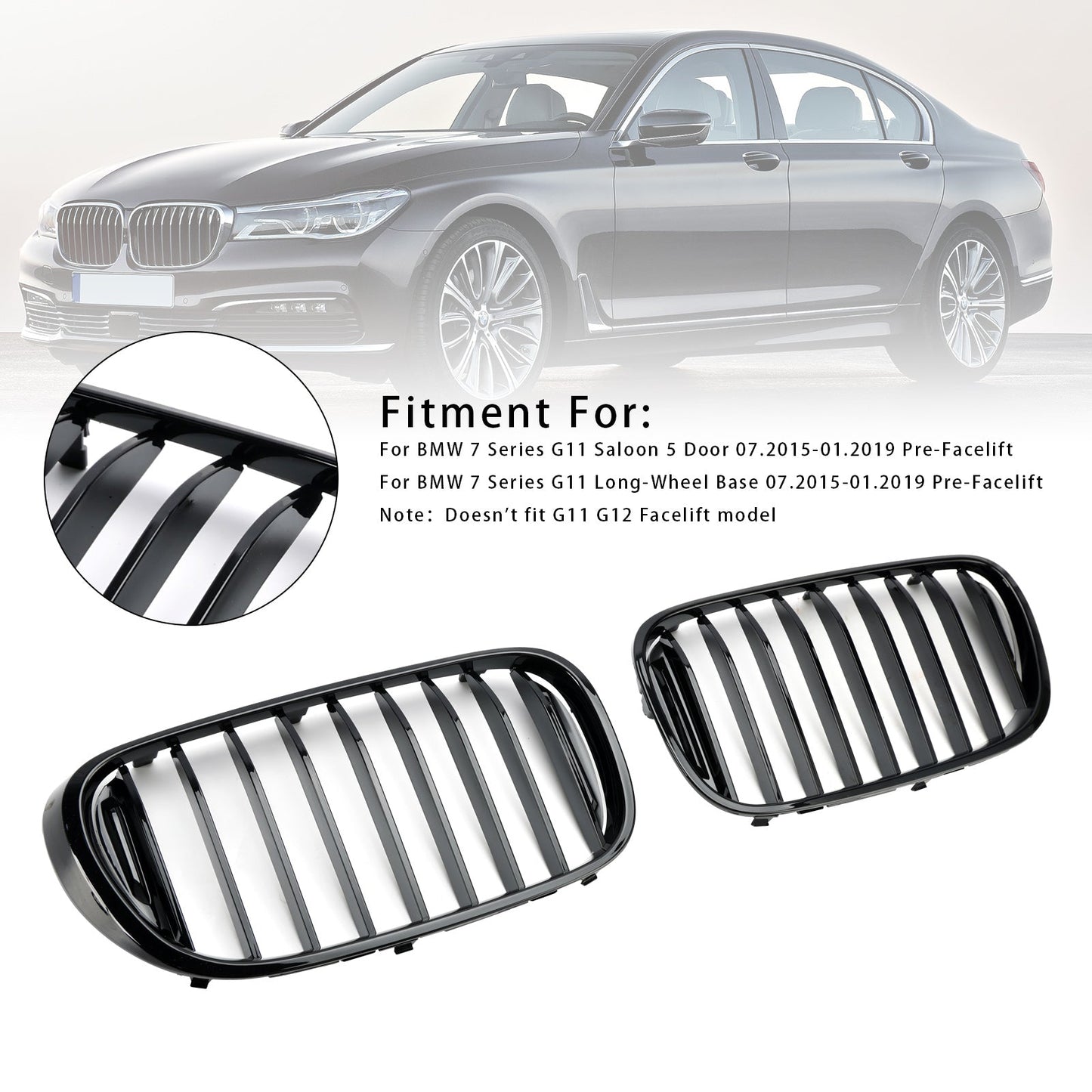 2016–2018 BMW 7er-Reihe G11 G12 740i 750i glänzend schwarzer Nierengrill