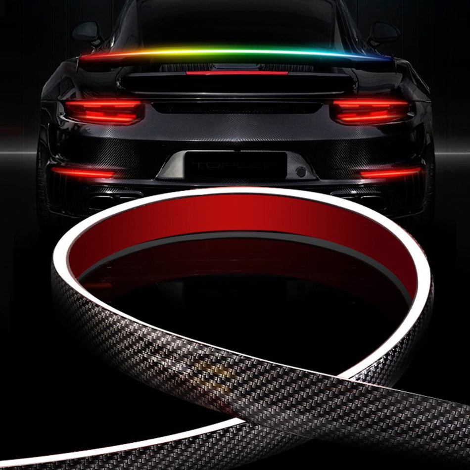 Car Tail Streamer Lamp Carbon Fiber Light Rear Wing Spoiler Lip Brake Trunk Multicolour 1.3M
