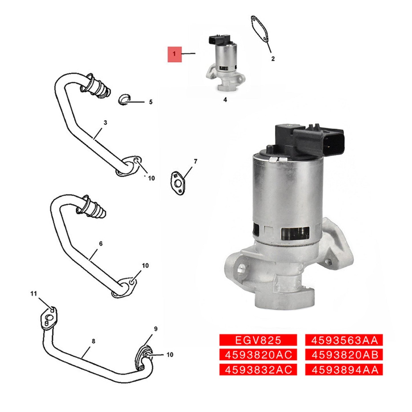 EGR-Ventil passend für Chrysler Dodge Avenger Magnum 4593894AA 4593563AA