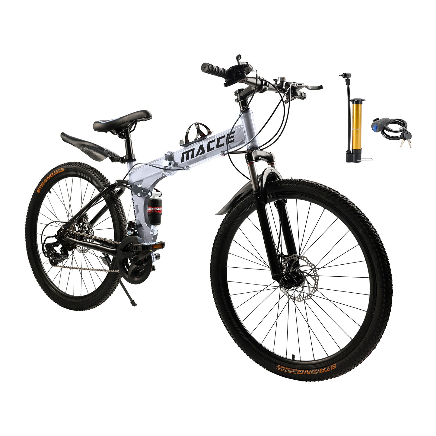 26" Räder 27 Gang Doppelscheibenbremse Klapp-Mountainbike MTB für Erwachsene Weiß