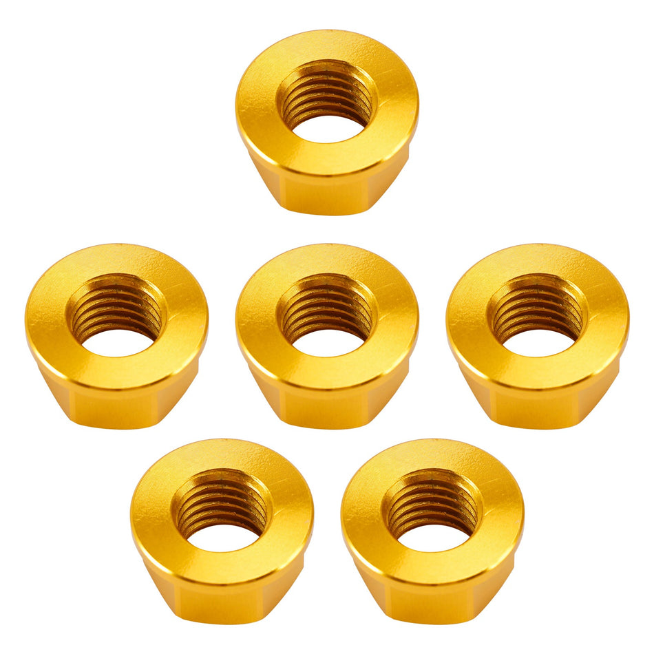 6er-Pack Aluminium-Flanschmuttern für hinteres Kettenrad M10x1,5 mm, Gold, für Motorrad