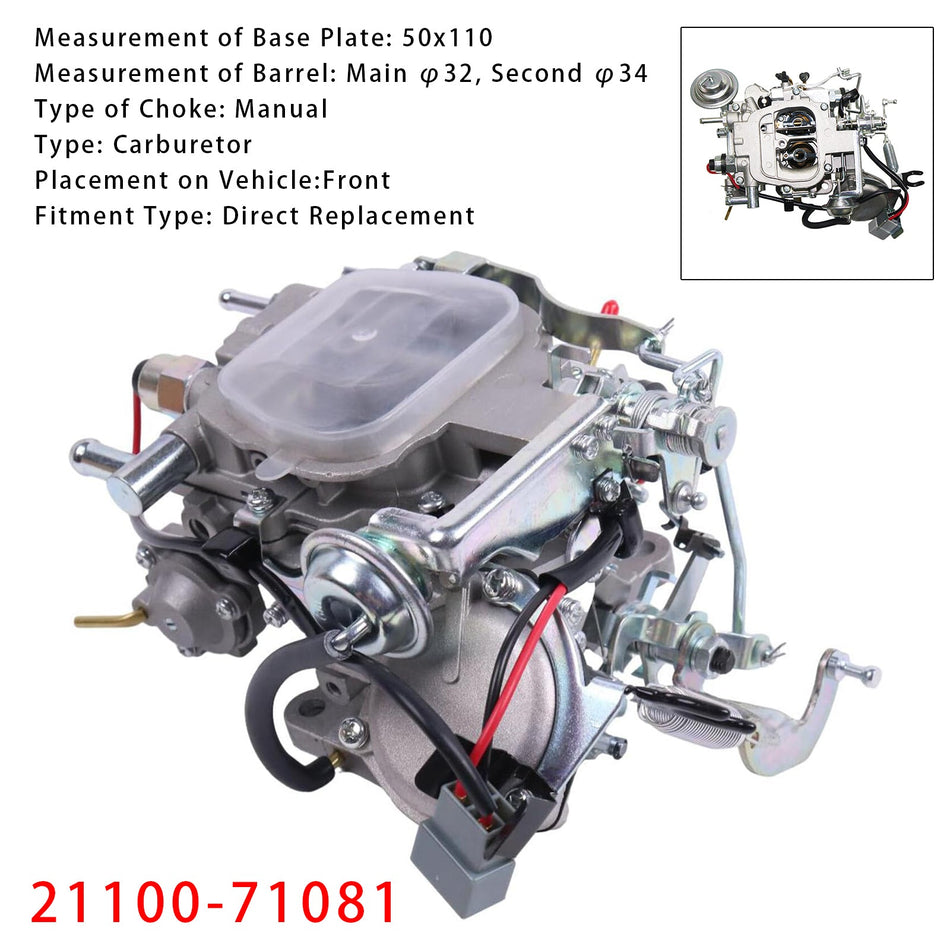 Vergaser 21100-71081 Für Toyota 3Y Hiace Hilux Dyna Delta Gabelstapler 2.0L 82-90