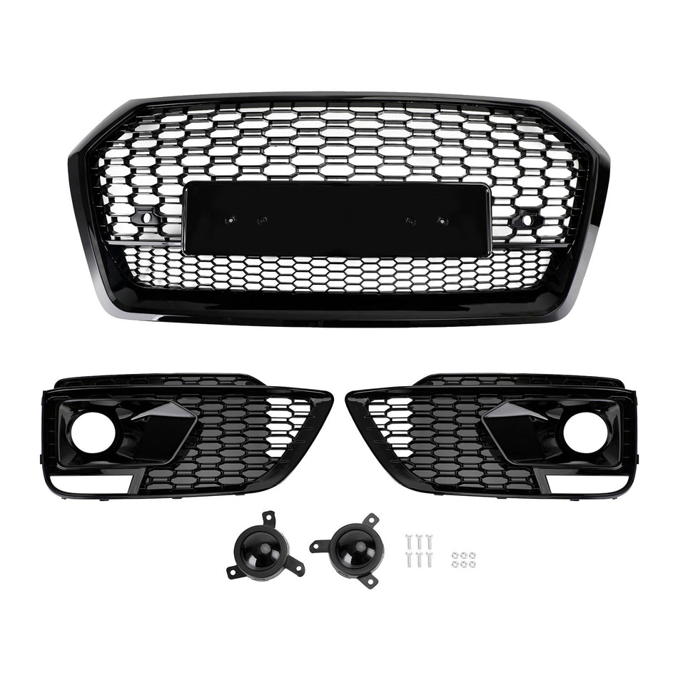 RSQ5 Wabengrill Vorne + Nebelscheinwerfergrill passend für Audi Q5 SQ5 2018-2020