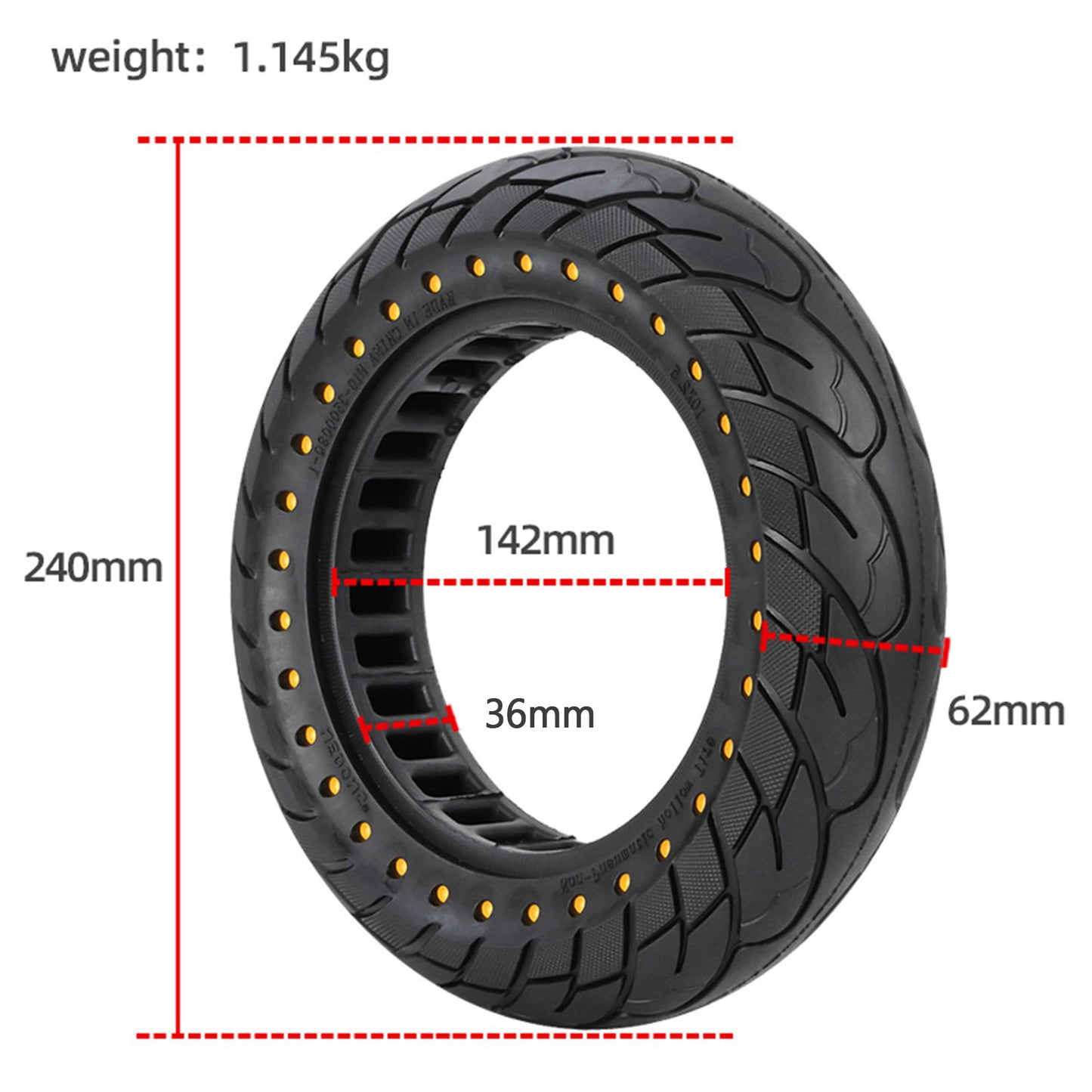 10 x 2.5 Gummi-Vollreifen 60/70-65 für KUGOO M4 Wabenreifen ersetzen