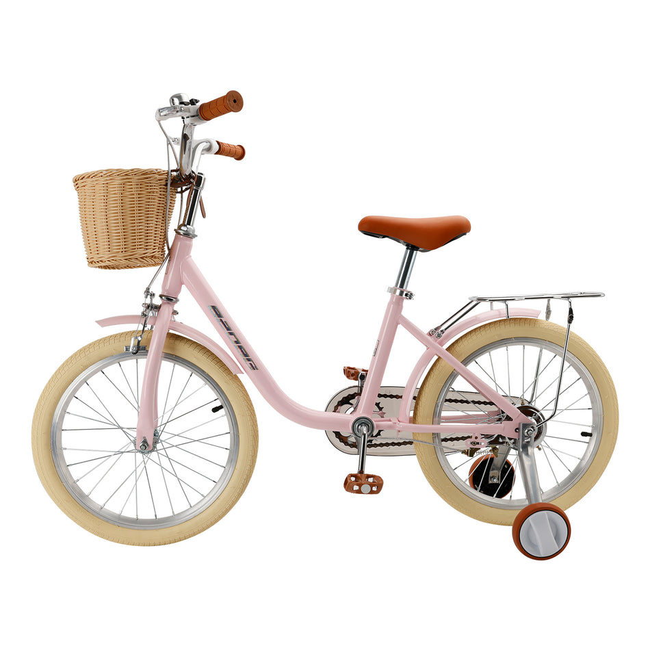 18 Zoll Kinderfahrrad für Mädchen Jungen mit Stützrädern Korb BMX Kinder Fahrrad