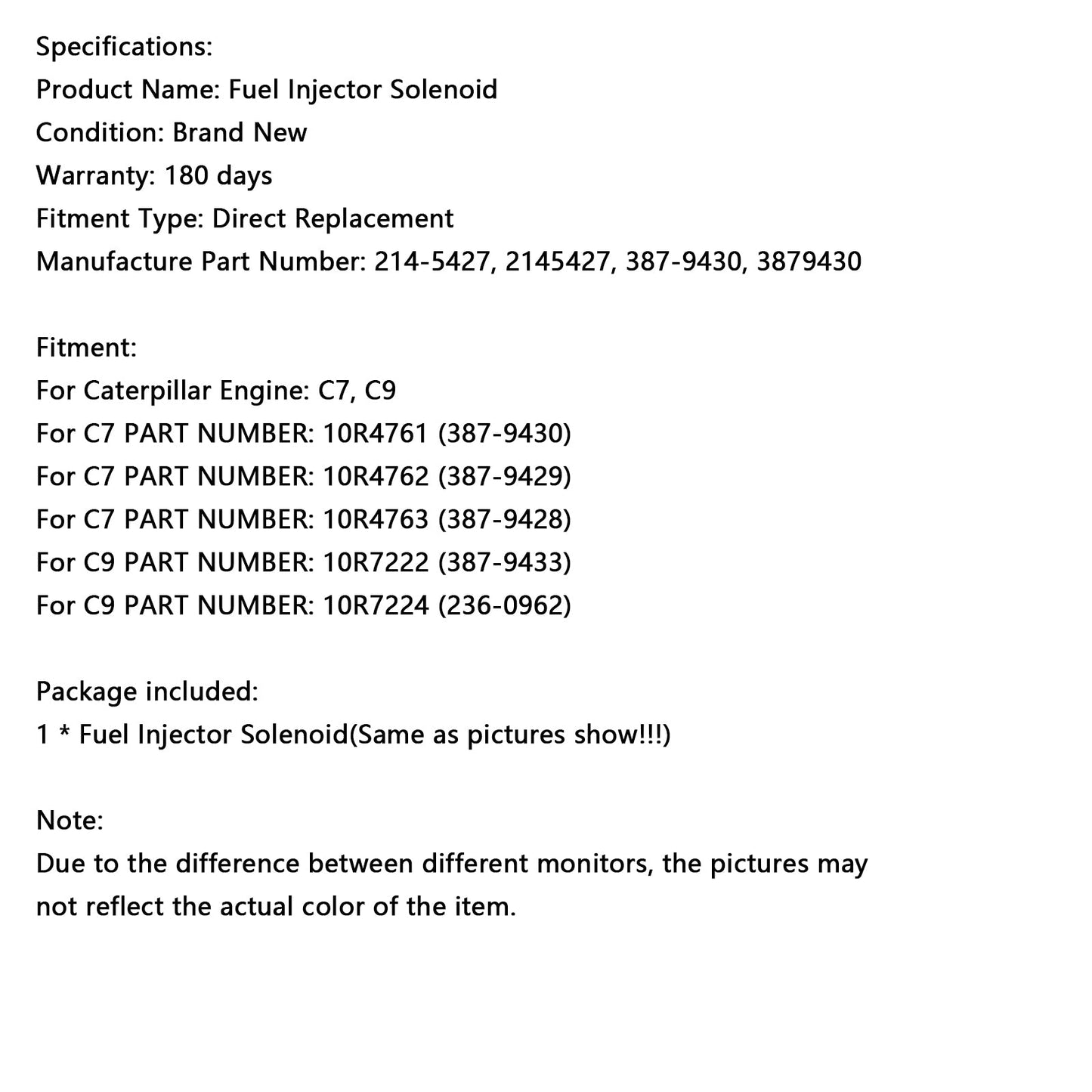 Diesel-Einspritzventil-Magnetventil 214-5427 passend für Caterpillar CAT C7 C9 10R4761