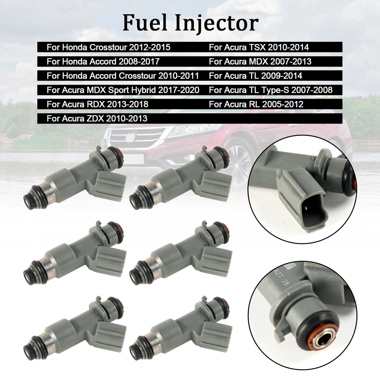 2007–2008 Acura TL Typ-S 6-teiliges Kraftstoffeinspritzventil 16450-R70-A01