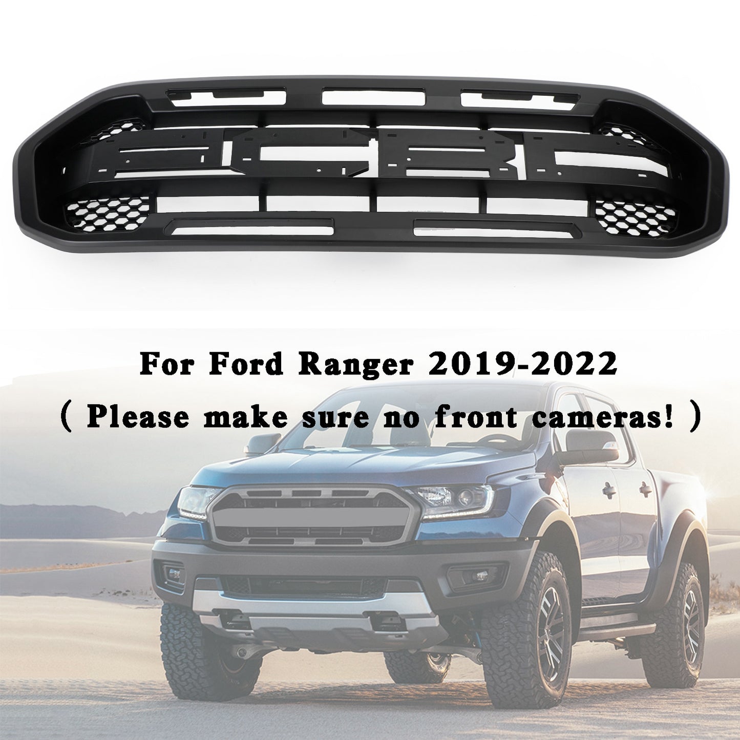 Raptor Style Front Bumper Grille Grill Fit Ford Ranger 2019-2023 Black