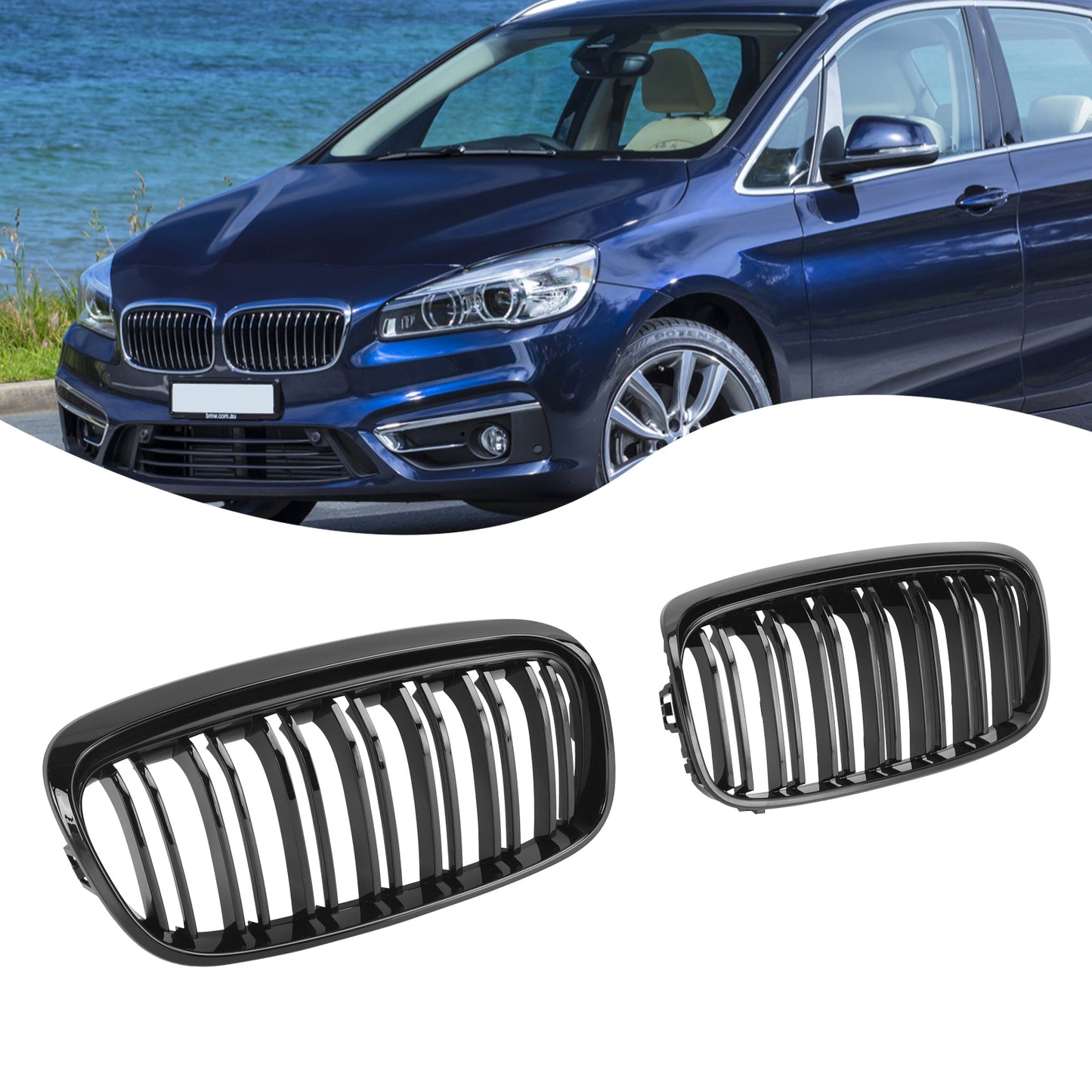 2018-2021 BMW 2er F45 F46 Frontnierengrill schwarz gl?nzend 2Stk