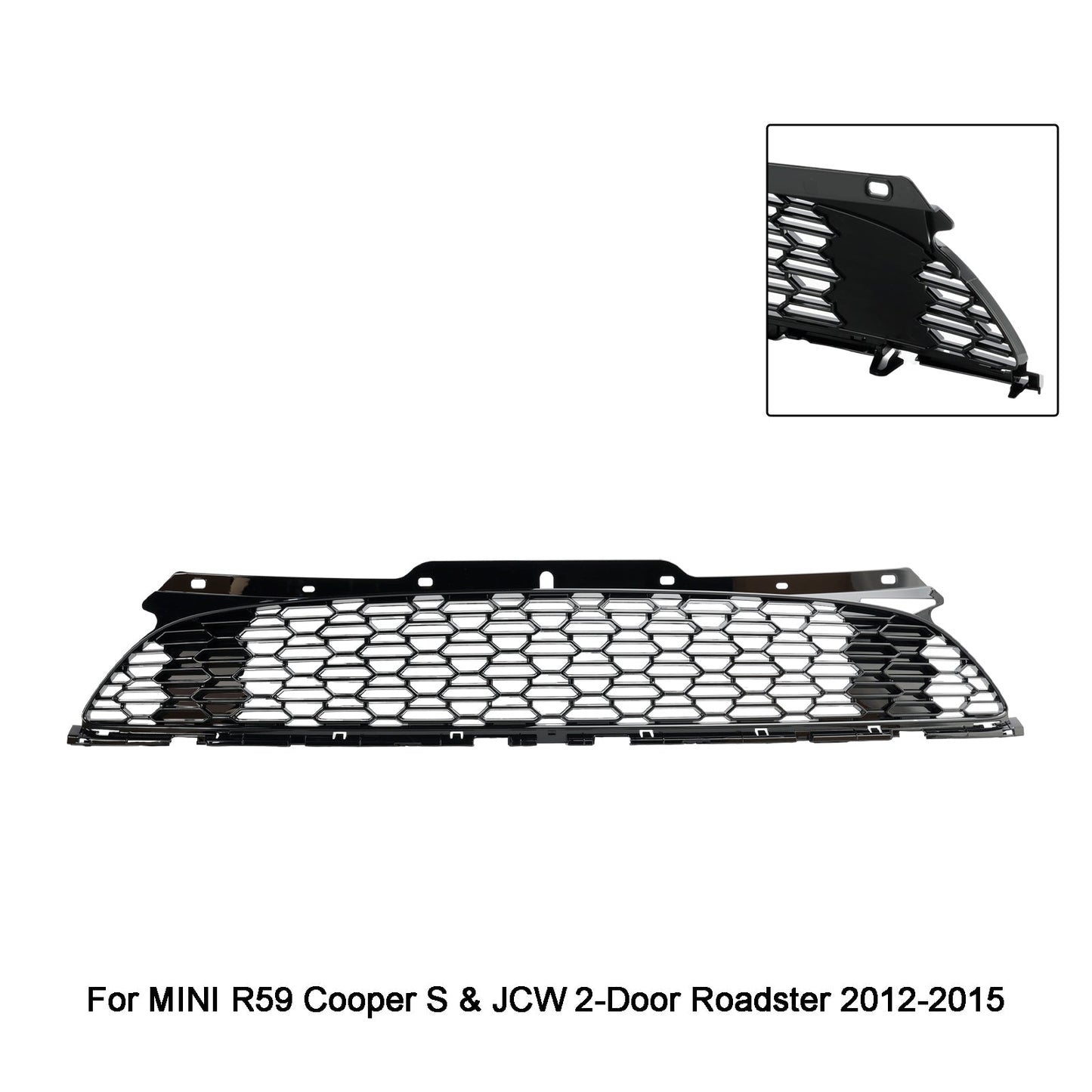 2008-2014 Mini R55 Cooper S &amp; JCW 5-Türer Kombi, glänzend schwarzer Frontgrill für die Stoßstange