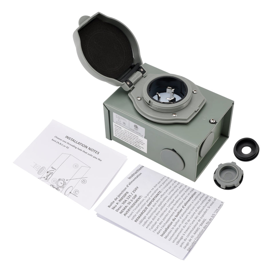 50-A-Stromanschlusskasten für Wohnmobilgeneratoren NEMA SS2-50P, 125/250 V
