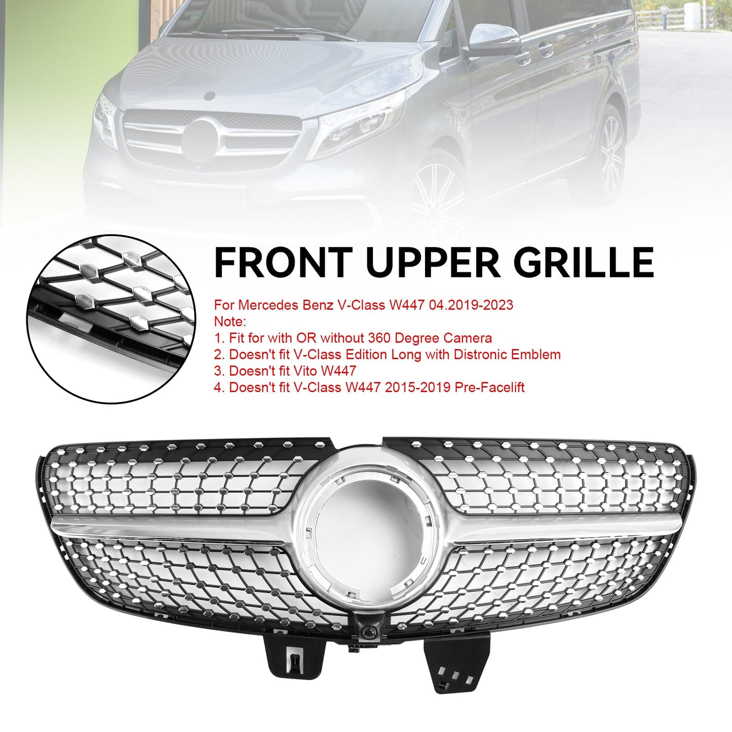 2020–2023 Mercedes Benz V-Klasse W447 Diamant-Frontgrill oben