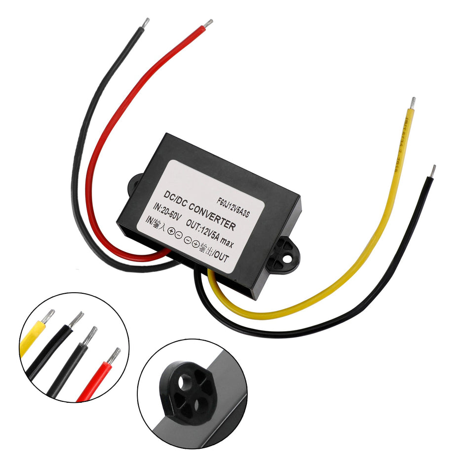 Wasserdichter DC-DC-Wandler 20-60 V Step Down auf 12 V Stromversorgungsmodul 5 A
