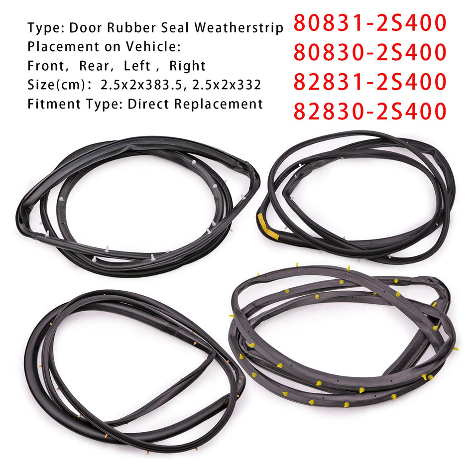 1998-2005 Nissan D22 Frontier 4-Türer Doppelkabine 4-teiliges Türdichtungsset für Vorder- und Hintertüren, Gummidichtung 80831-2S400