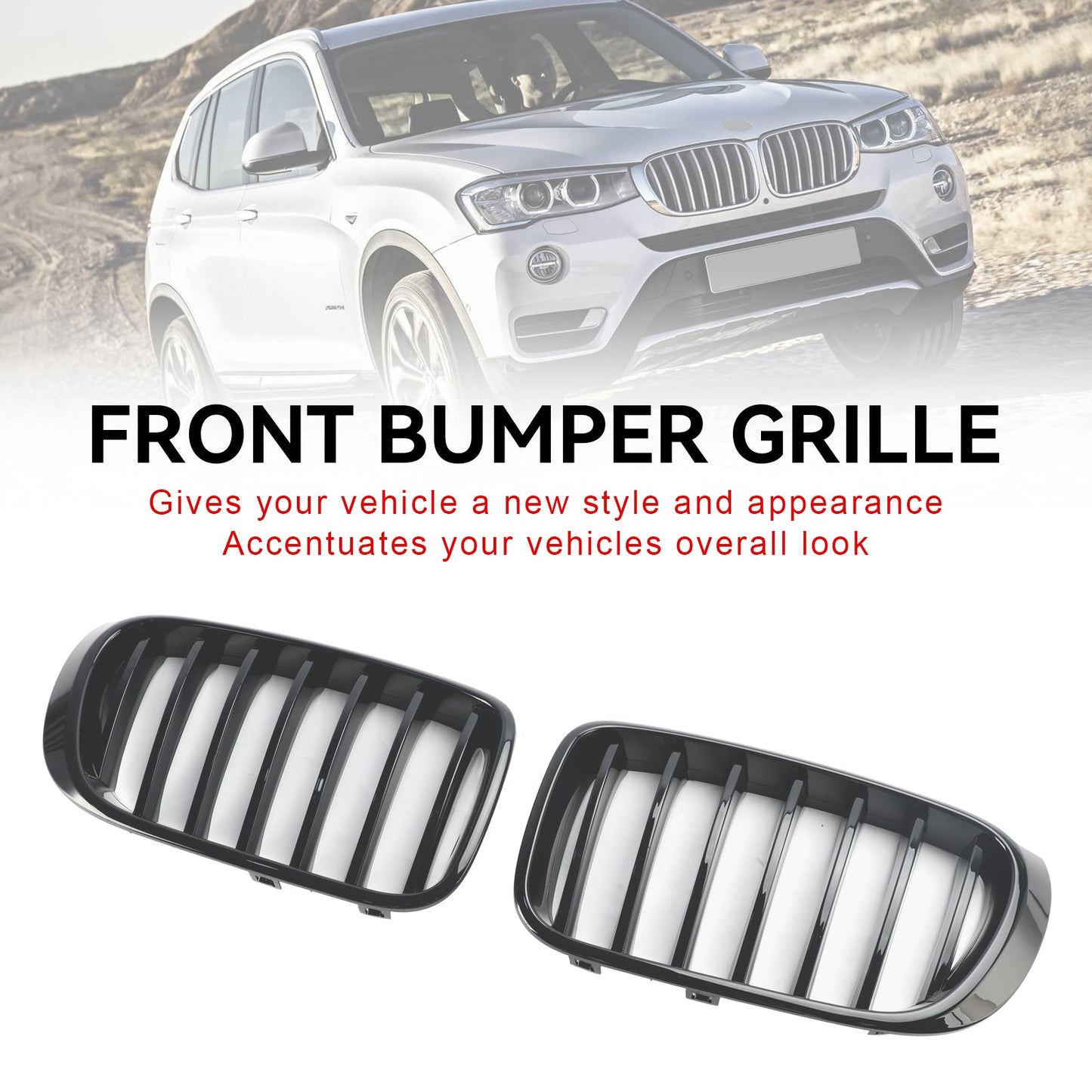 Glänzend schwarz Frontstoßstange Nierengrill Grille für BMW X3 X4 F25 F26 2014-2017