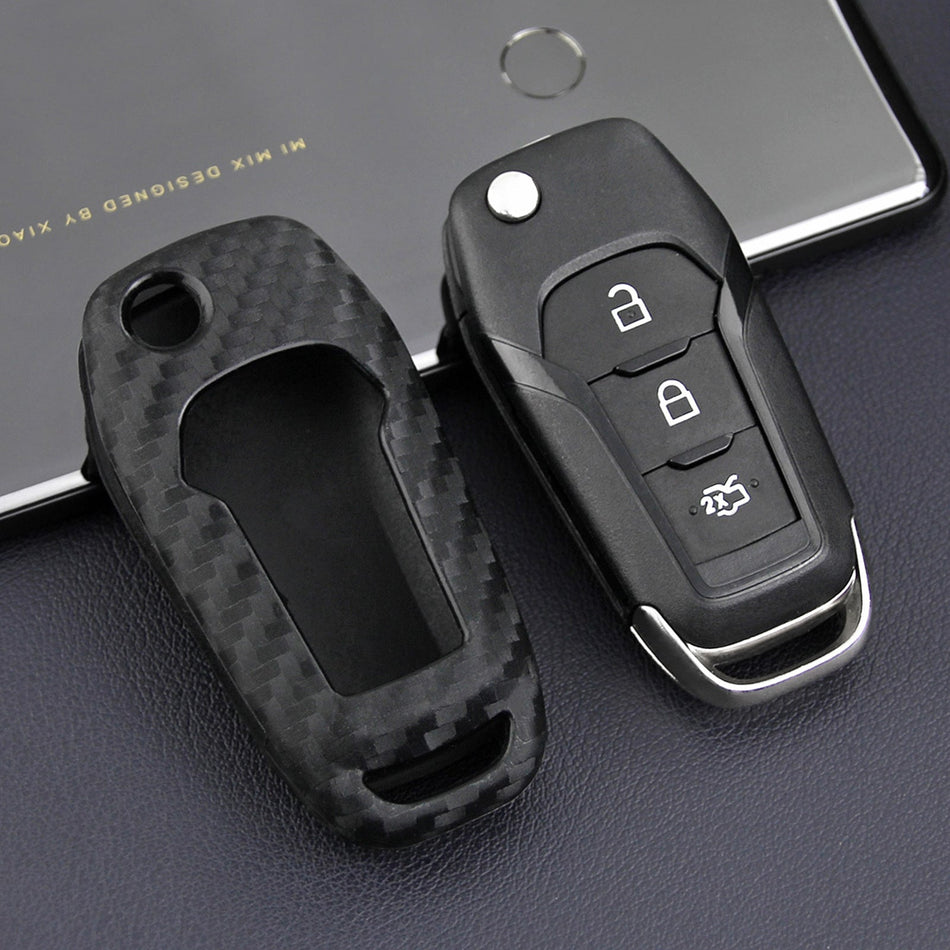 Autoschlüsselhülle aus Leder und Silikon mit Schnalle für Ford