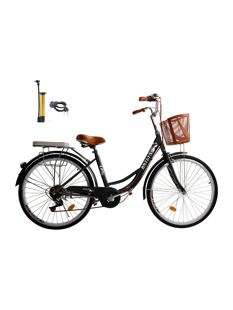 7-Gang 26" Speichenrad Cruiser Fahrrad Damenfahrrad Mädchen Citybike Schwarz