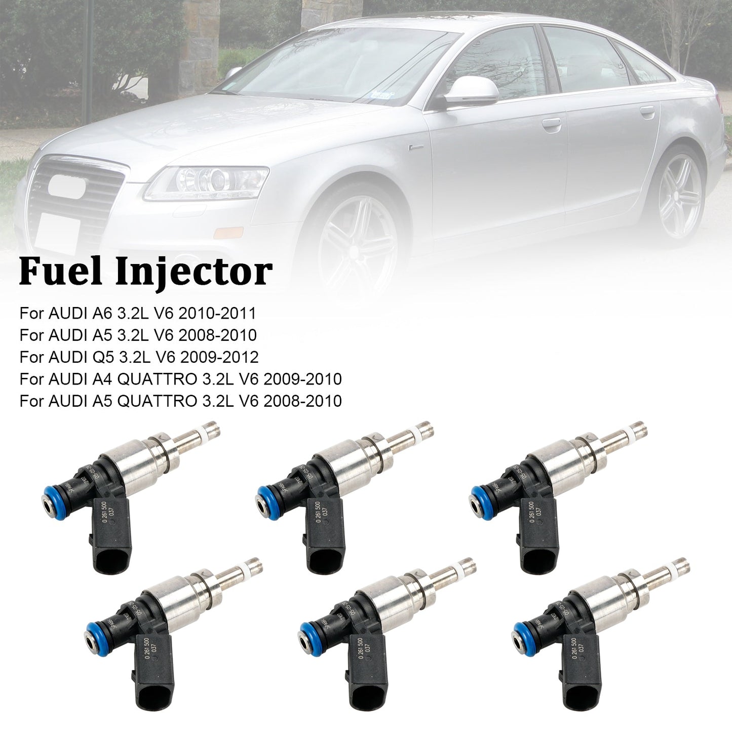 2009–2012 AUDI Q5 3.2L V6 6PCS Kraftstoffeinspritzdüse 06E906036F 0261500037