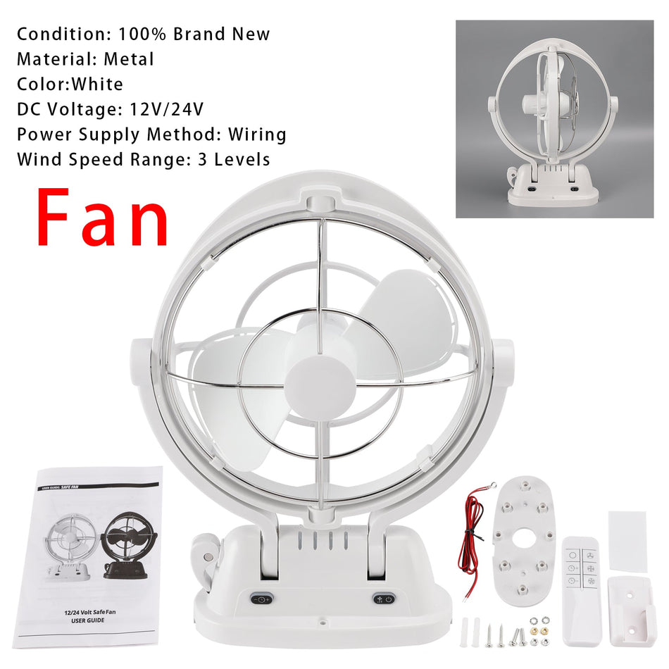 12V/24V Lüfter mit automatischer Spannungserkennung und geringem Stromverbrauch für Boote und Wohnmobile, Weiß