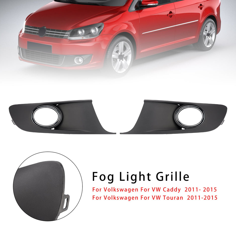 2011-2015 Volkswagen VW Caddy Touran 2 STÜCKE Stoßstange Nebelscheinwerfer Lampe Trim Abdeckungen Grill Chrom