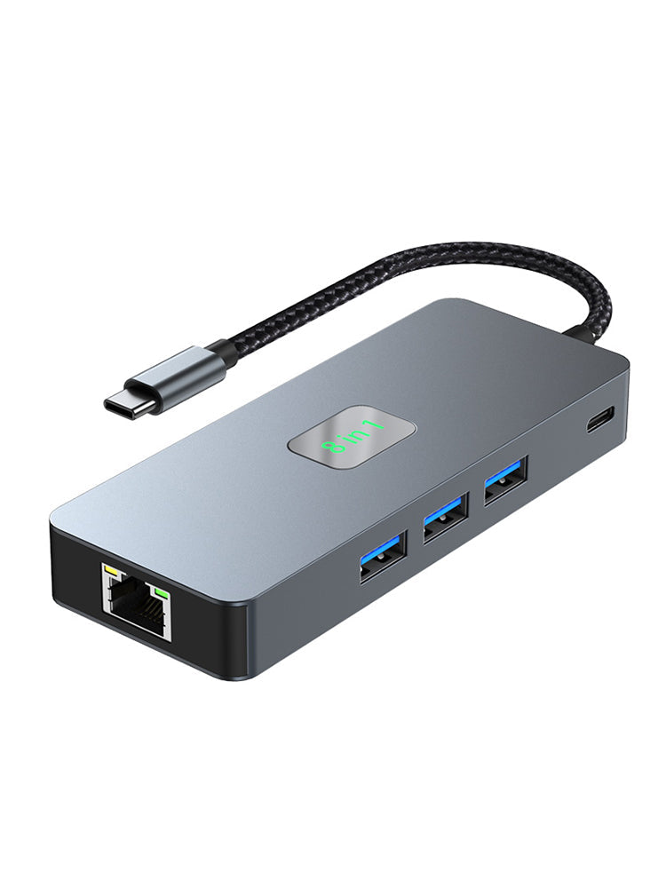 8 in 1 TYPE-C zu RJ45 Gigabit USB 3.0 HDMI DP PD100W Schnittstellen-Hub-Adapter-Dock