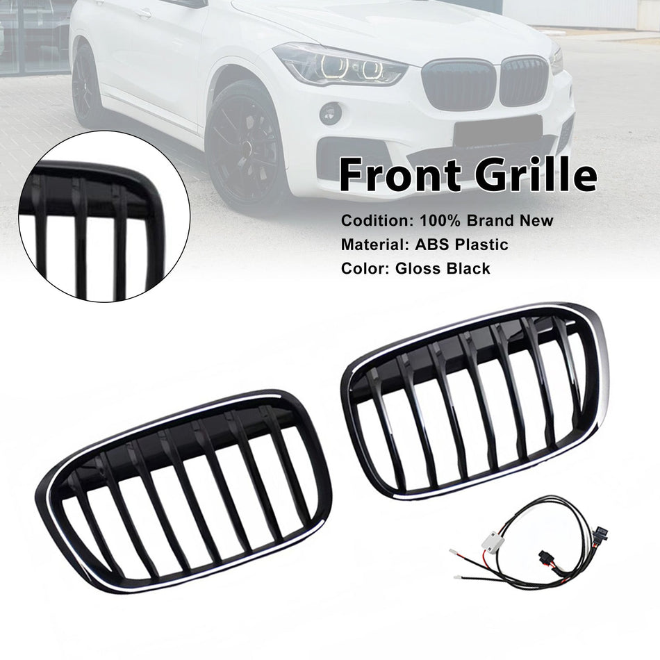 2016-2019 Passend für BMW X1 F48 F49 2-teiliger Frontgrill in glänzendem Schwarz