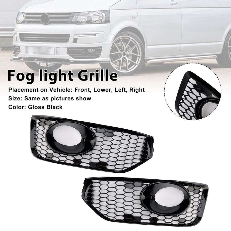 2010–2015 VW T5 T5.1 S-Linie Nebelscheinwerfer Licht Abdeckung Einsatz Kühlergrill Glanz schwarz