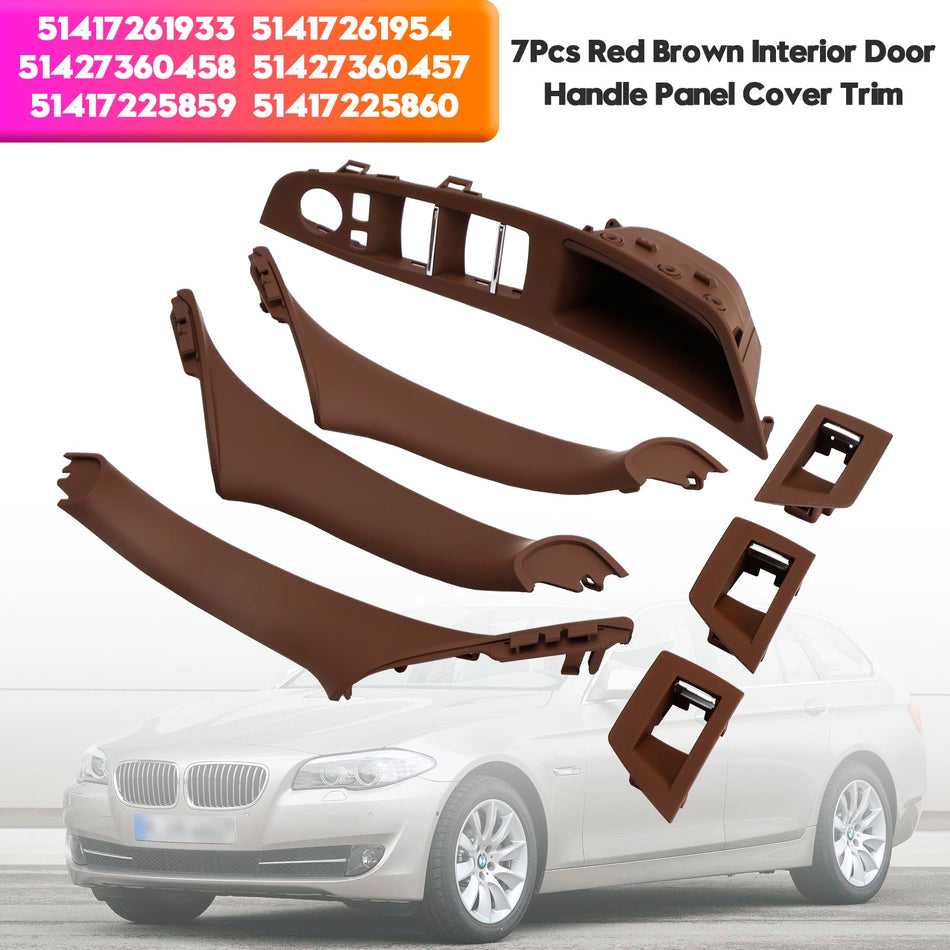 7x Rot Braun Innen Tür Panel Griff Pull Trim Für BMW 5 Series F10 F11 10-16