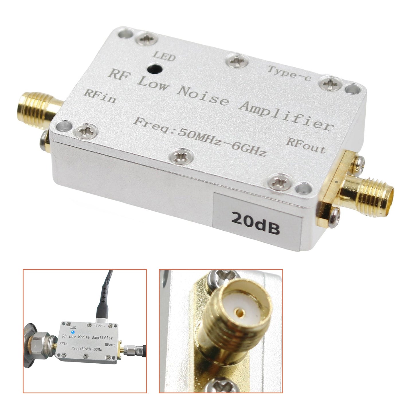 50m-6GHz Radio Frequenz Verst?rker 20dB 30dB High-Gain Front LNA Niedrigen Rauschen Signal