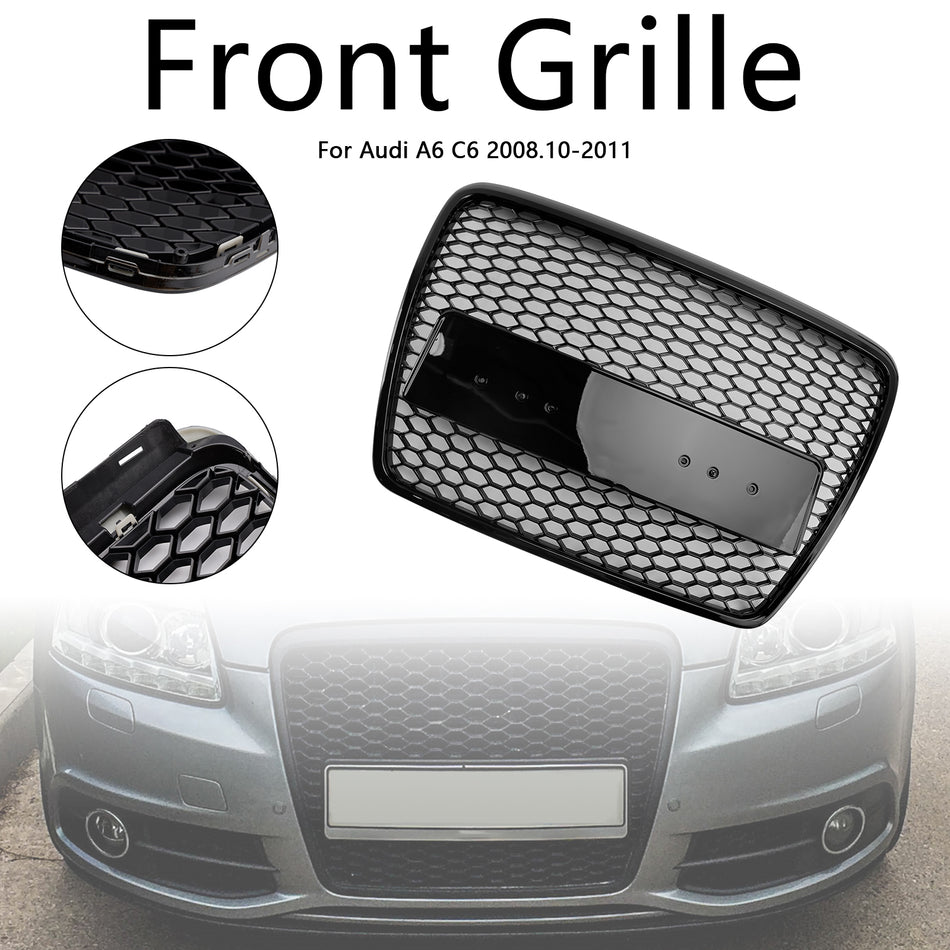 Black Front Honeycomb Bumper Grill Grille Für Audi A6 C6 2008-2011 Facelift
