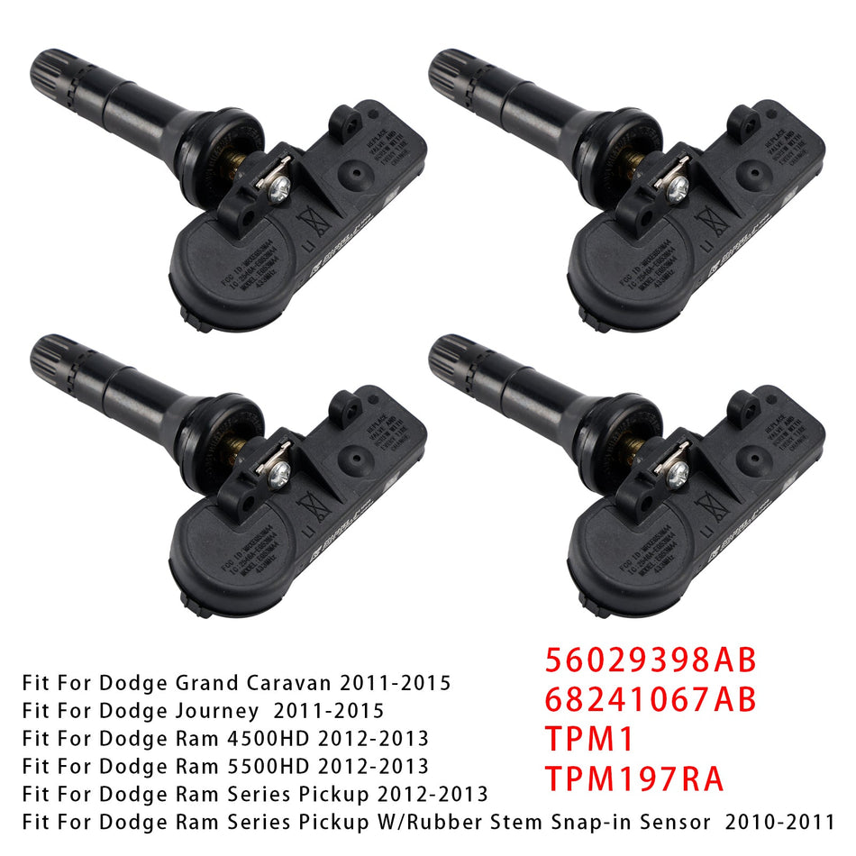 4X TPMS Reifendrucksensor Für Dodge Jeep Chrysler RAM 56029398AB