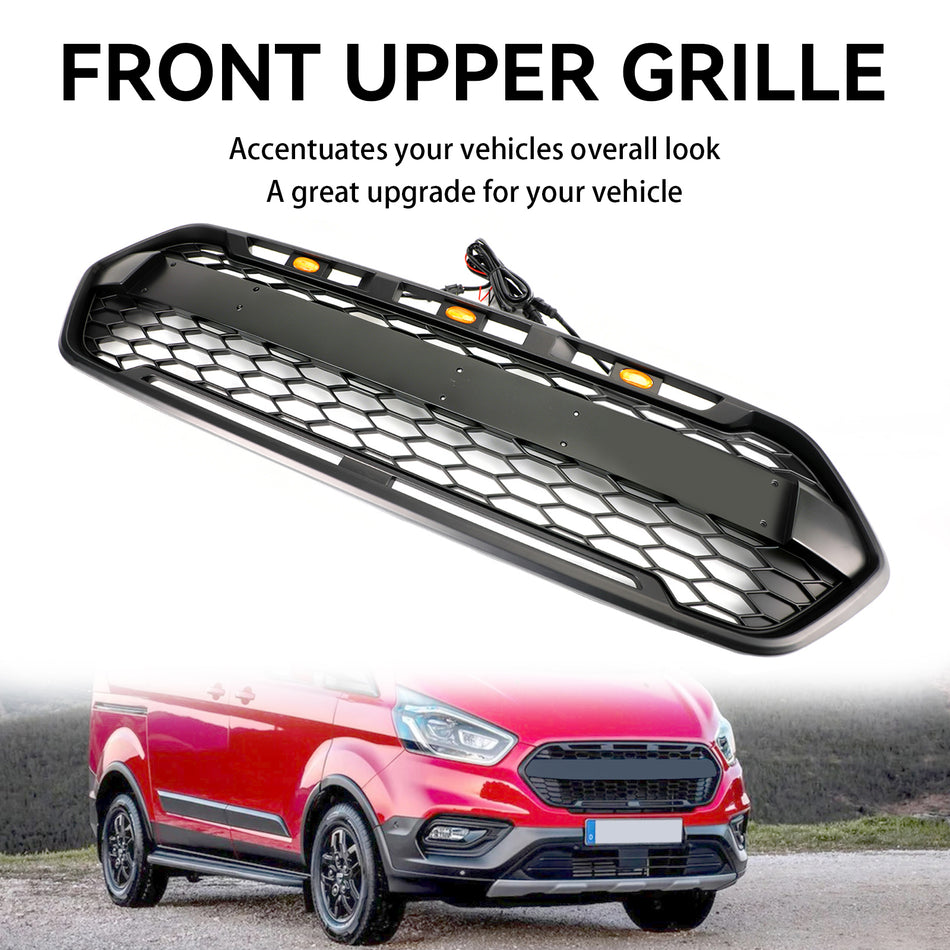 Matte Black Front Bumper Grille für Ford Transit Custom Trail 2018-2023 W/ 3LED