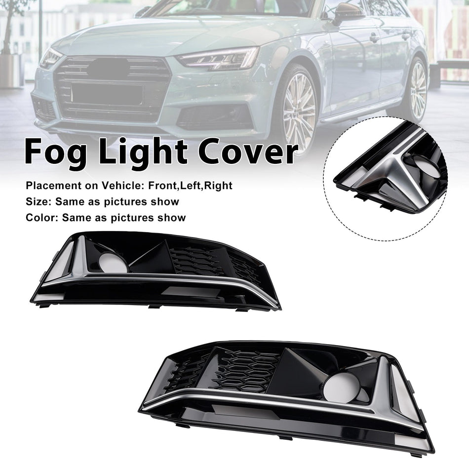 2016–2019 Audi A4 B9 S4 2-teiliger Nebelscheinwerfergrill in Schwarzchrom für die Frontstoßstange