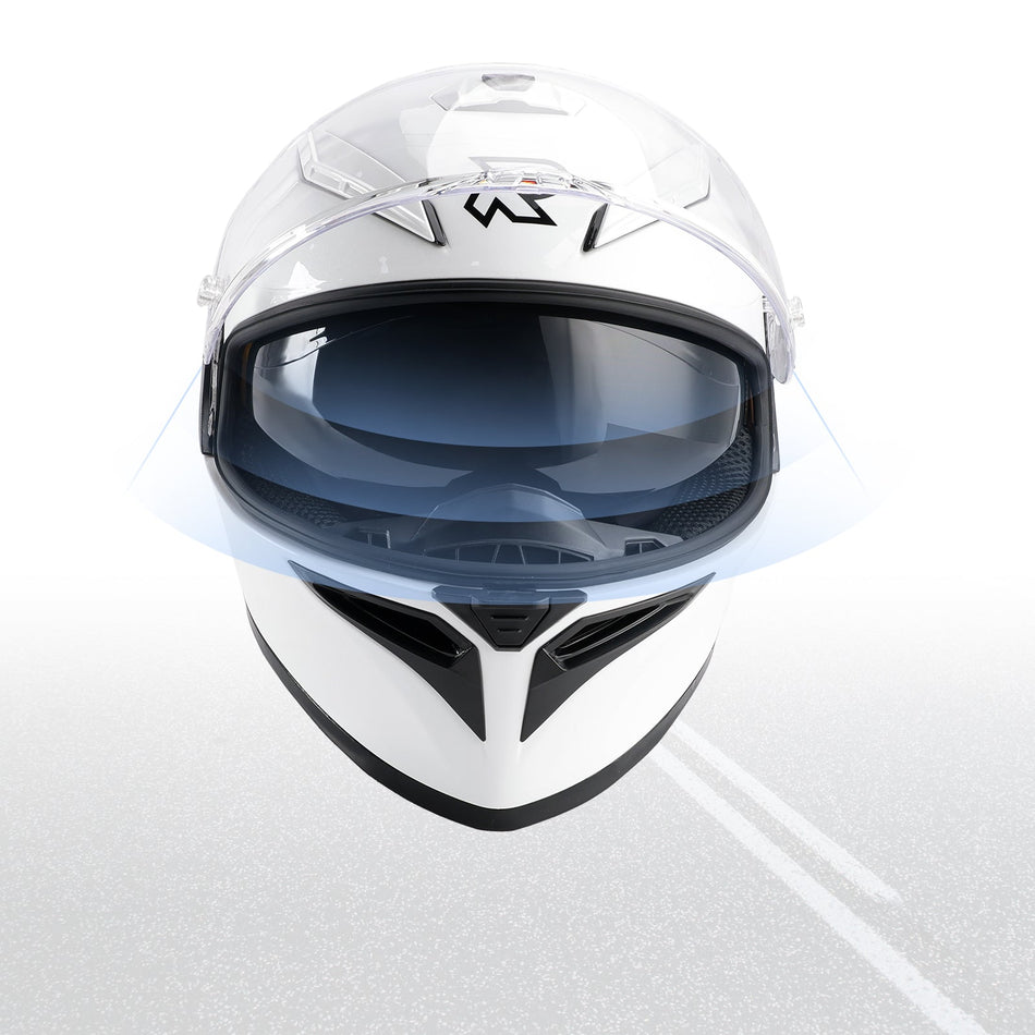 DOT Motorradhelm für Erwachsene, Street, Integralhelm, Weiß