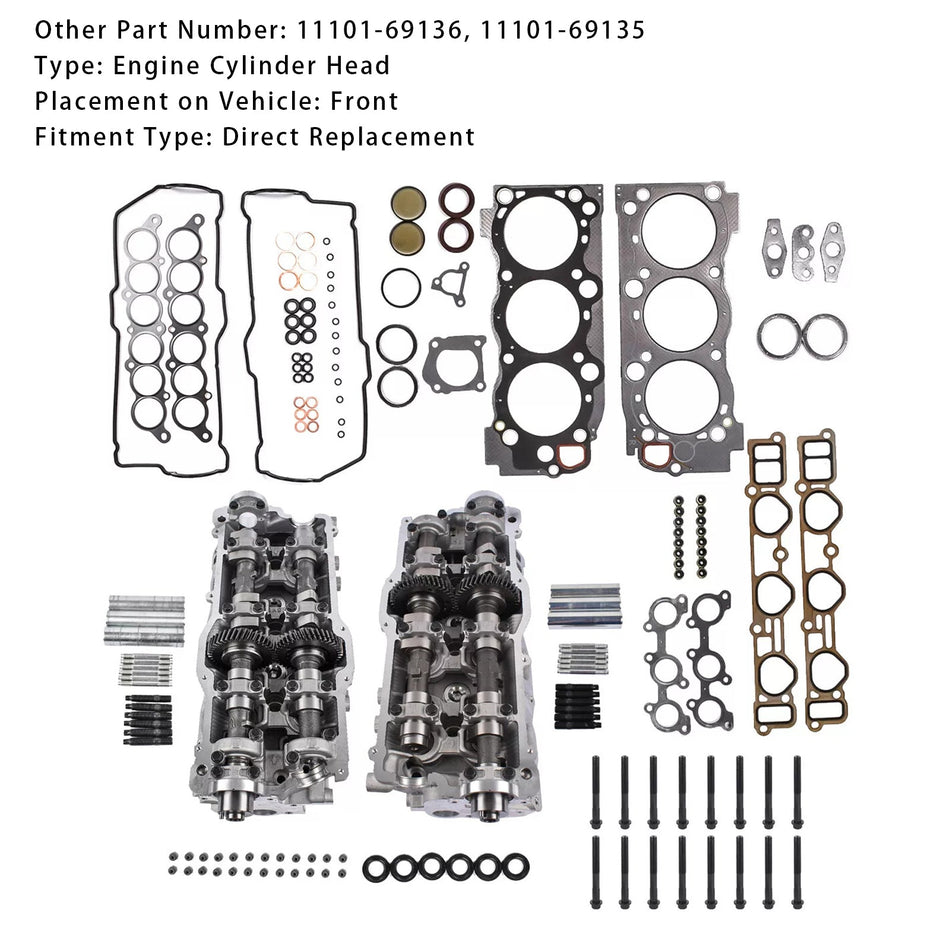 2 STÜCKE Zylinderkopf &amp; Dichtungen &amp; Schrauben Für Toyota 3.4L 5VZFE Tacoma 4Runner 1995-2004